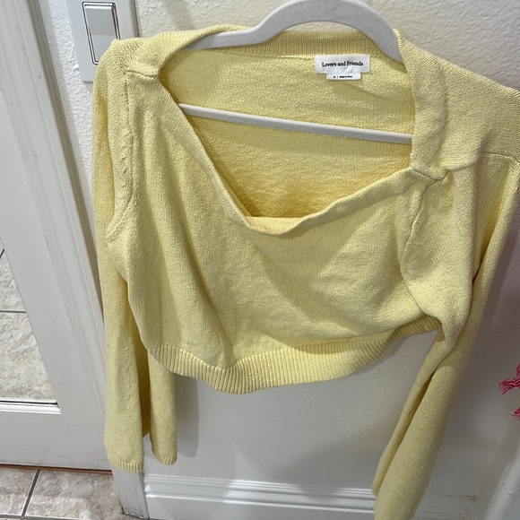 NEW Lovers + Friends Cropped Sweater in Pastel Yellow - Picture 4 of 8